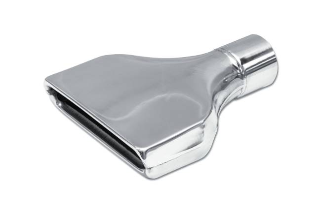 Street Style - Street Style - SS027S Polished Stainless Single Wall Camaro Exhaust Tip - 8.0" x 2.0" Rectangle Angle Cut Rolled Edge Outlet / 2.5" Inlet / 10.0" Length - Image 1