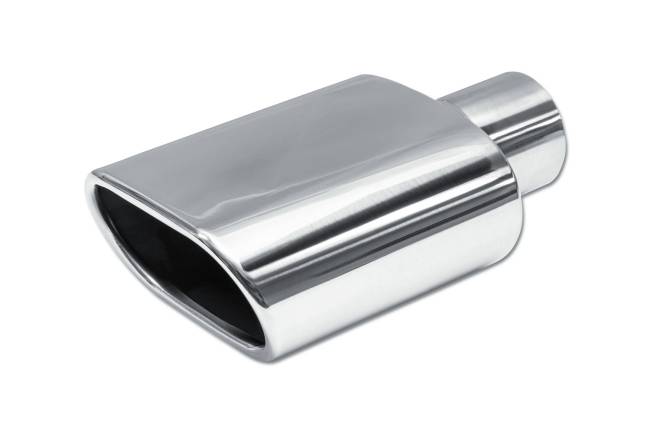Street Style - Street Style - SS043S Polished Stainless Single Wall Exhaust Tip - 5.5" x 3.0" Oval Angle Cut Rolled Edge Outlet / 2.25" Inlet / 9.0" Length - Image 1