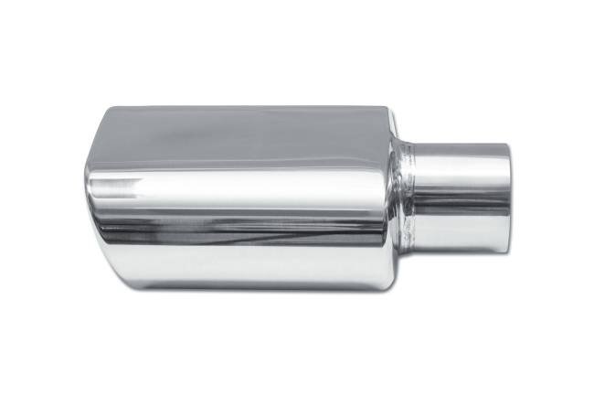 Street Style - Street Style - SS043S Polished Stainless Single Wall Exhaust Tip - 5.5" x 3.0" Oval Angle Cut Rolled Edge Outlet / 2.25" Inlet / 9.0" Length - Image 2
