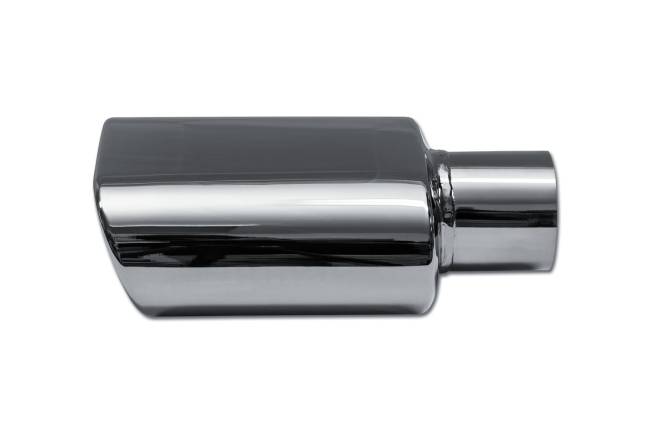Street Style - Street Style - SS043S2 Black Chrome Single Wall Exhaust Tip - 5.5" x 3.0" Oval Angle Cut Rolled Edge Outlet / 2.25" Inlet / 9.0" Length - Image 2