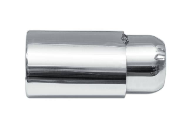 Street Style - Street Style - SS054 Polished Stainless Double Wall Exhaust Tip - 3.75" x 3.25" Oval Straight Cut Rolled Edge Outlet / 2.25" Inlet / 9.0" Length - Image 2