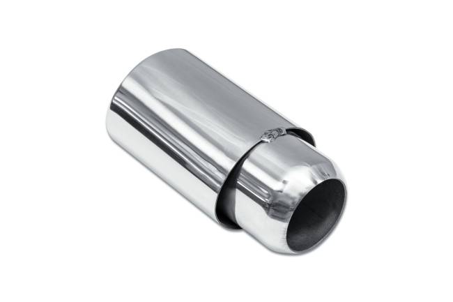Street Style - Street Style - SS054 Polished Stainless Double Wall Exhaust Tip - 3.75" x 3.25" Oval Straight Cut Rolled Edge Outlet / 2.25" Inlet / 9.0" Length - Image 3