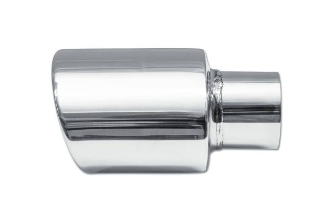 Street Style - Street Style - SS062 Polished Stainless Double Wall Exhaust Tip - 4.5" x 3.75" Oval Angle Cut Rolled Edge Outlet / 2.25" Inlet / 7.0" Length - Image 2