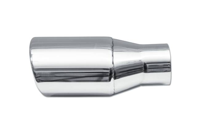 Street Style - Street Style - SS064 Polished Stainless Double Wall Exhaust Tip - 4.5" x 3.5" Oval Angle Cut Rolled Edge Outlet / 2.5" Inlet / 8.0" Length - Image 2
