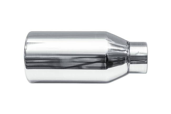 Street Style - Street Style - SS075 Polished Stainless Double Wall Exhaust Tip - 4.0" Straight Cut Rolled Edge Outlet / 2.25" Inlet / 9.0" Length - Image 2