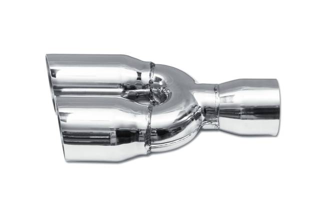 Street Style - Street Style - SS080 Polished Stainless Double Wall Dual Exhaust Tip - 3.0" Angle Cut Outlets / 3.5" Inlet / 13.0" Length - Staggered - Image 2