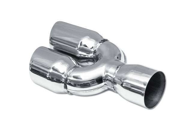 Street Style - Street Style - SS080 Polished Stainless Double Wall Dual Exhaust Tip - 3.0" Angle Cut Outlets / 3.5" Inlet / 13.0" Length - Staggered - Image 3