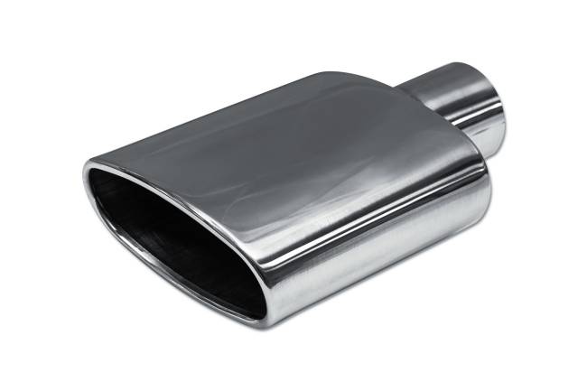 Street Style - Street Style - SS0812 Black Chrome Single Wall Exhaust Tip - 6.0" x 3.0" Oval Angle Cut Rolled Edge Outlet / 2.25" Inlet / 9.0" Length - Image 1