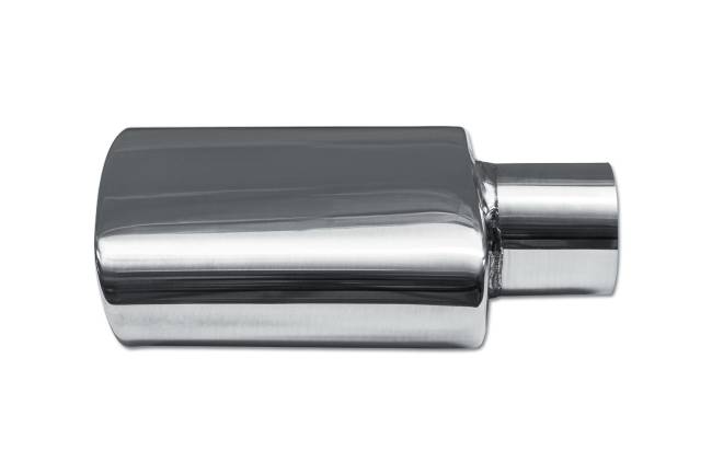 Street Style - Street Style - SS0812 Black Chrome Single Wall Exhaust Tip - 6.0" x 3.0" Oval Angle Cut Rolled Edge Outlet / 2.25" Inlet / 9.0" Length - Image 2