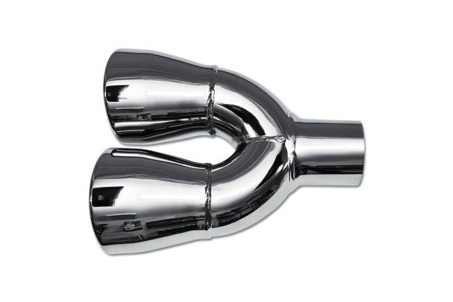 Street Style - Street Style - SS0792 Black Chrome Single Wall Dual Exhaust Tip - 4.0" x 3.0" Oval Angle Cut Rolled Edge Outlets / 2.25" Inlet / 9.0" Length - Non-Staggered - Image 2