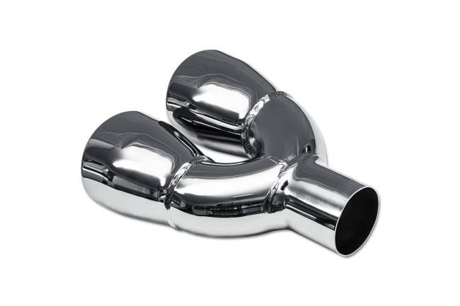 Street Style - Street Style - SS0792 Black Chrome Single Wall Dual Exhaust Tip - 4.0" x 3.0" Oval Angle Cut Rolled Edge Outlets / 2.25" Inlet / 9.0" Length - Non-Staggered - Image 3