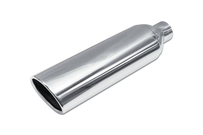 Street Style - Street Style - SS082 Polished Stainless Single Wall Exhaust Tip - 5.0" x 4.0" Oval Angle Cut Rolled Edge Outlet / 2.25" Inlet / 18.0" Length - Image 1