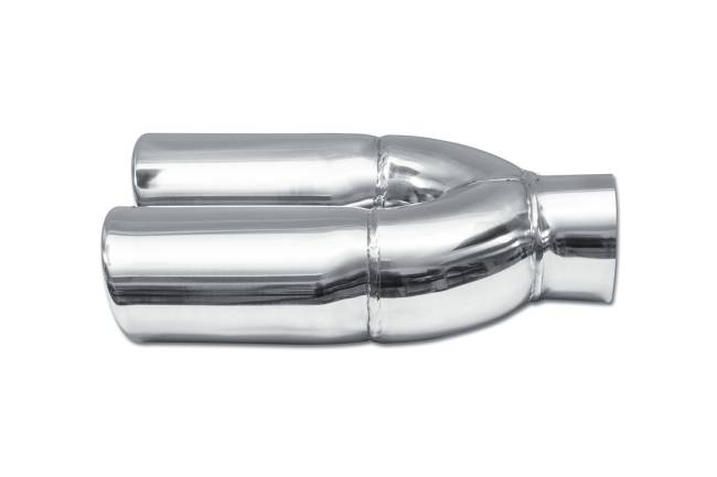 Street Style - Street Style - SS084 Polished Stainless Single Wall Dual Exhaust Tip - 3.0" x 2.5" Oval Angle Cut Rolled Edge Outlets / 2.25" Inlet / 9.0" Length - Non-Staggered - Image 2