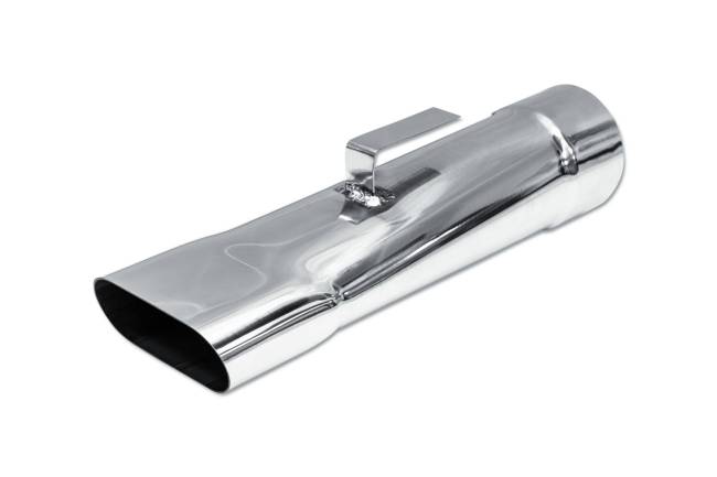 Street Style - Street Style - SS090 Polished Stainless Single Wall Mopar Exhaust Tip - 4.0" x 2.0" Oval Angle Cut Outlet / 3.0" Inlet / 14.0" Length - Image 1