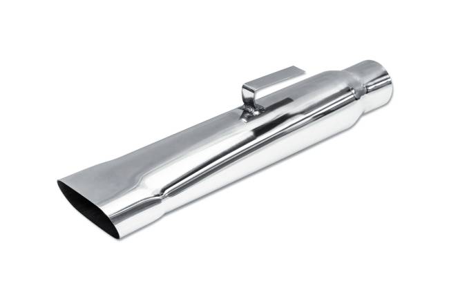 Street Style - Street Style - SS091 Polished Stainless Single Wall Mopar Exhaust Tip - 3.75" x 1.75" Oval Angle Cut Outlet / 2.25" Inlet / 17.0" Length - Image 1
