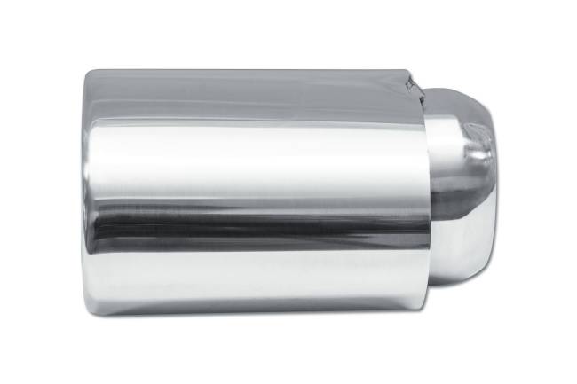 Street Style - Street Style - SS116 Polished Stainless Double Wall Exhaust Tip - 4.5" x 3.25" Oval Straight Cut Rolled Edge Outlet / 2.25" Inlet / 6.0" Length - Image 2