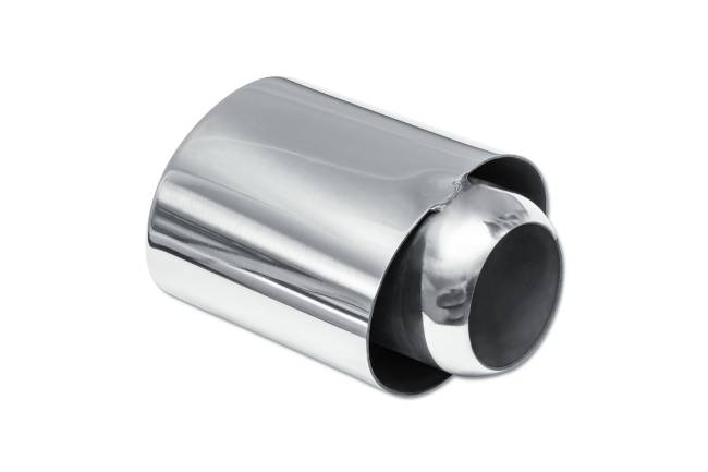 Street Style - Street Style - SS116 Polished Stainless Double Wall Exhaust Tip - 4.5" x 3.25" Oval Straight Cut Rolled Edge Outlet / 2.25" Inlet / 6.0" Length - Image 3