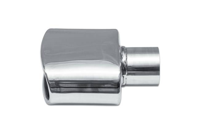 Street Style - Street Style - SS119 Polished Stainless Double Wall Exhaust Tip - 5.5" x 2.75" Oval Straight Cut Rolled Edge Outlet / 2.25" Inlet / 7.0" Length - Image 2