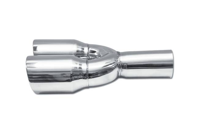 Street Style - Street Style - SS123A Polished Stainless Double Wall Dual Exhaust Tip - 3.5" Angle Cut Outlets / 2.5" Inlet / 13.0" Length - Non-Staggered - Image 2