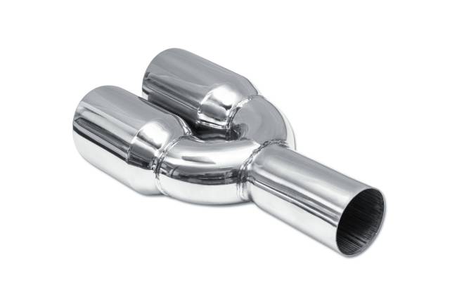 Street Style - Street Style - SS123A Polished Stainless Double Wall Dual Exhaust Tip - 3.5" Angle Cut Outlets / 2.5" Inlet / 13.0" Length - Non-Staggered - Image 3
