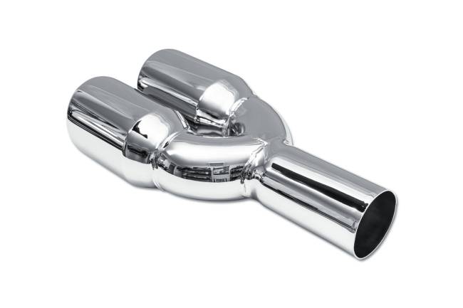 Street Style - Street Style - SS123C Chrome Double Wall Dual Exhaust Tip - 3.5" Angle Cut Outlets / 2.5" Inlet / 13.0" Length - Non-Staggered - Image 3