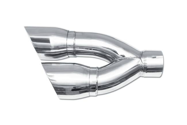 Street Style - Street Style - SS130 Polished Stainless Double Wall Dual Exhaust Tip - 4.0" Angle Cut Outlets / 3.0" Inlet / 16.0" Length - Staggered - Image 2