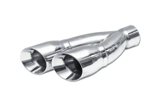 Street Style - Street Style - SS130 Polished Stainless Double Wall Dual Exhaust Tip - 4.0" Angle Cut Outlets / 3.0" Inlet / 16.0" Length - Staggered - Image 1