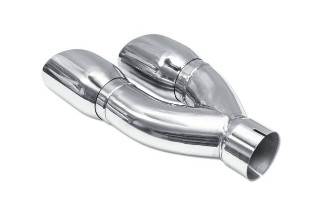 Street Style - Street Style - SS130 Polished Stainless Double Wall Dual Exhaust Tip - 4.0" Angle Cut Outlets / 3.0" Inlet / 16.0" Length - Staggered - Image 3