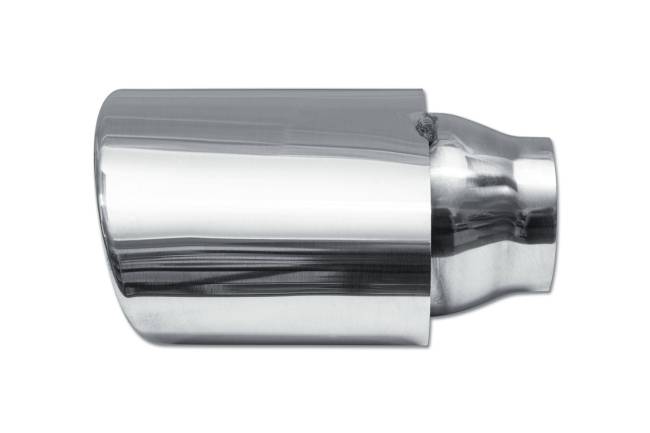 Street Style - Street Style - SS146 Polished Stainless Double Wall Exhaust Tip - 5.5" x 3.5" Oval Angle Cut Rolled Edge Outlet / 2.25" Inlet / 7.0" Length - Image 2