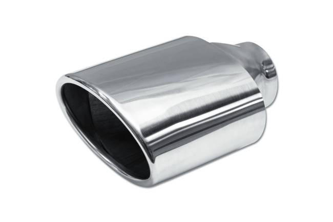 Street Style - Street Style - SS146 Polished Stainless Double Wall Exhaust Tip - 5.5" x 3.5" Oval Angle Cut Rolled Edge Outlet / 2.25" Inlet / 7.0" Length - Image 1