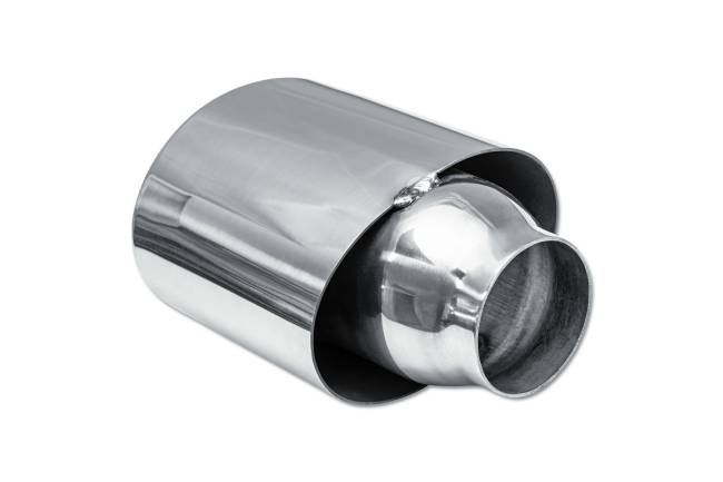 Street Style - Street Style - SS146 Polished Stainless Double Wall Exhaust Tip - 5.5" x 3.5" Oval Angle Cut Rolled Edge Outlet / 2.25" Inlet / 7.0" Length - Image 3