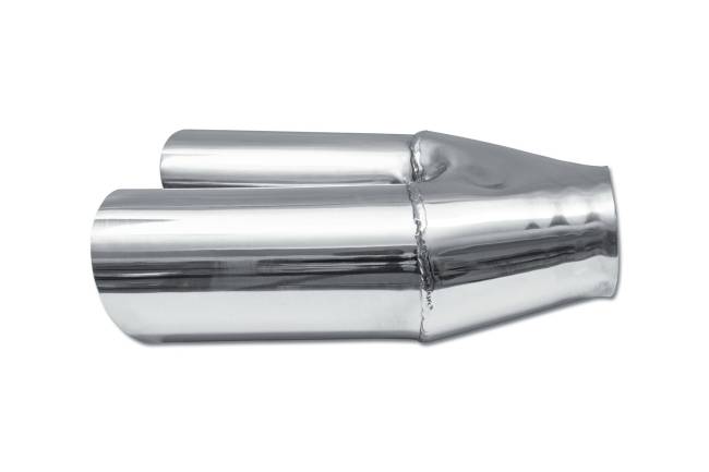 Street Style - Street Style - SS2004L Polished Stainless Single Wall Dual Exhaust Tip - 3.0" Angle Cut Outlets / 2.5" Inlet / 10" Length - Driver Side - Image 2