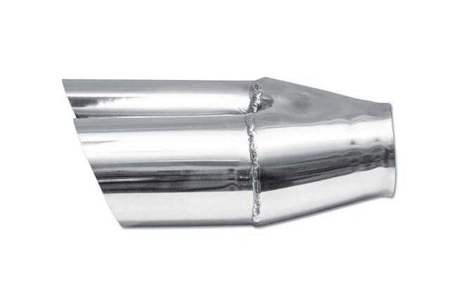 Street Style - Street Style - SS2004R Polished Stainless Single Wall Dual Exhaust Tip - 3.0" Angle Cut Outlets / 2.5" Inlet / 10" Length - Passenger Side - Image 2