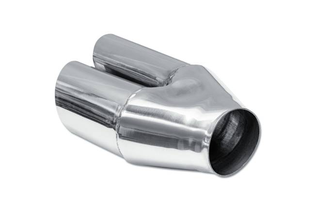 Street Style - Street Style - SS2004R Polished Stainless Single Wall Dual Exhaust Tip - 3.0" Angle Cut Outlets / 2.5" Inlet / 10" Length - Passenger Side - Image 3