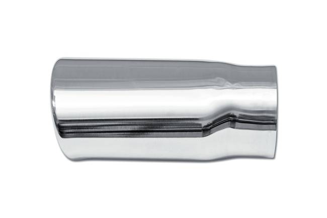 Street Style - Street Style - SS24076 Polished Stainless Single Wall Exhaust Tip - 3.0" x 2.5" Oval Angle Cut Rolled Edge Outlet / 2.25" Inlet / 6.0" Length - Image 2