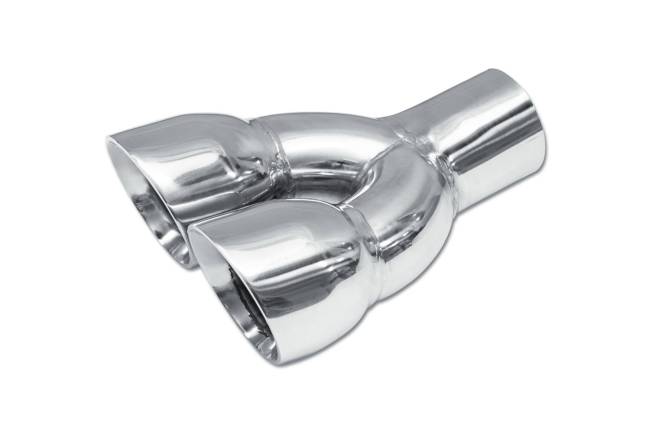 Street Style - Street Style - SS24096 Polished Stainless Double Wall Dual Exhaust Tip - 3.0" Angle Cut Outlets / 2.5" Inlet / 9.0" Length - Non-Staggered - Image 1