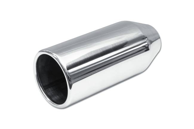 Street Style - Street Style - SS244009RPL Polished Stainless Single Wall Exhaust Tip - 4.0" Straight Cut Rolled Edge Outlet / 2.25" Inlet / 9.0" Length - Image 1