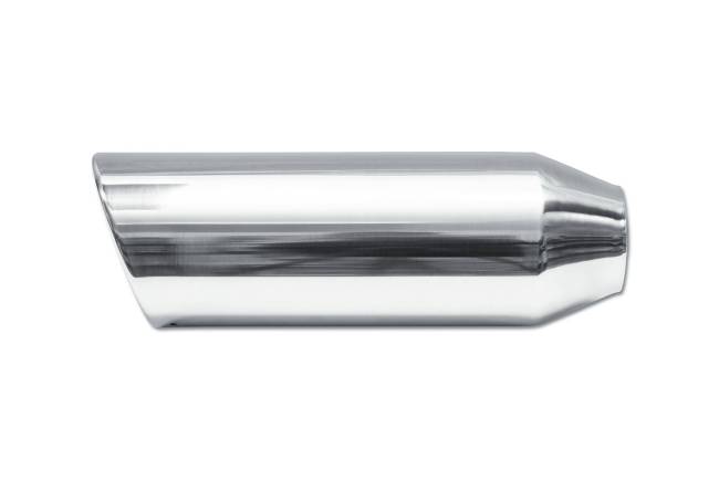 Street Style - Street Style - SS244012RAC Polished Stainless Single Wall Exhaust Tip - 4.0" 15° Angle Cut Rolled Edge Outlet / 2.25" Inlet / 12.0" Length - Image 2