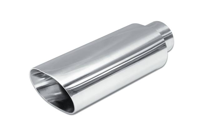 Street Style - Street Style - SS251612 Polished Stainless Double Wall Exhaust Tip - 4.5" x 3.5" Oval Angle Cut Outlet / 2.5" Inlet / 12.0" Length - Image 1