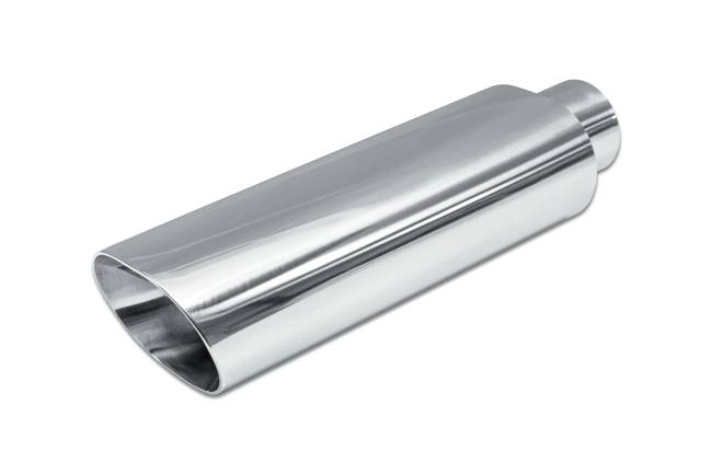 Street Style - Street Style - SS251615 Polished Stainless Double Wall Exhaust Tip - 4.5" x 3.5" Oval Angle Cut Outlet / 2.5" Inlet / 15.0" Length - Image 1