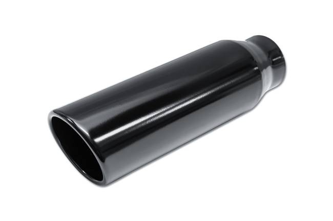 Street Style - Street Style - SS253512RACBLK Black Powder Coat Single Wall Exhaust Tip - 3.5" 15° Angle Cut Rolled Edge Outlet / 2.5" Inlet / 12.0" Length - Image 1