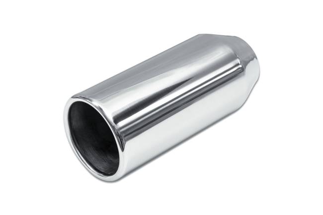 Street Style - Street Style - SS254009RPL Polished Stainless Single Wall Exhaust Tip - 4.0" Straight Cut Rolled Edge Outlet / 2.5" Inlet / 9.0" Length - Image 1