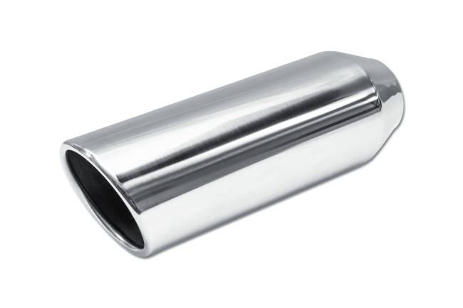 Street Style - Street Style - SS254012RAC Polished Stainless Single Wall Exhaust Tip - 4.0" 15° Angle Cut Rolled Edge Outlet / 2.5" Inlet / 12.0" Length - Image 1