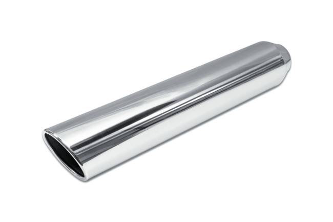 Street Style - Street Style - SS254022RAC Polished Stainless Single Wall Exhaust Tip - 4.0" 15° Angle Cut Rolled Edge Outlet / 2.5" Inlet / 22.0" Length - Image 1