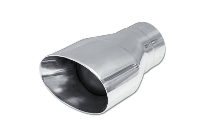 Street Style - Street Style - SS30065-8 Polished Stainless Double Wall Exhaust Tip - 5.25" x 3.5" Oval Angle Cut Outlet / 3.0" Inlet / 8.0" Length - Image 1
