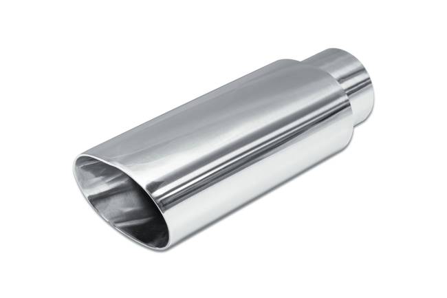Street Style - Street Style - SS301612 Polished Stainless Double Wall Exhaust Tip - 4.5" x 3.0" Oval Angle Cut Outlet / 3.0" Inlet / 12.0" Length - Image 1