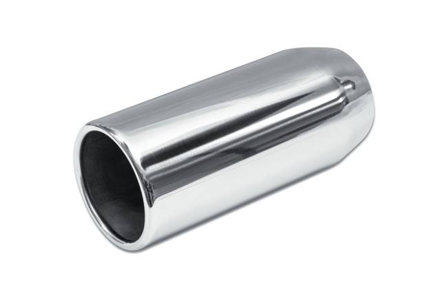 Street Style - Street Style - SS304009RPL Polished Stainless Single Wall Exhaust Tip - 4.0" Straight Cut Rolled Edge Outlet / 3.0" Inlet / 9.0" Length - Image 1