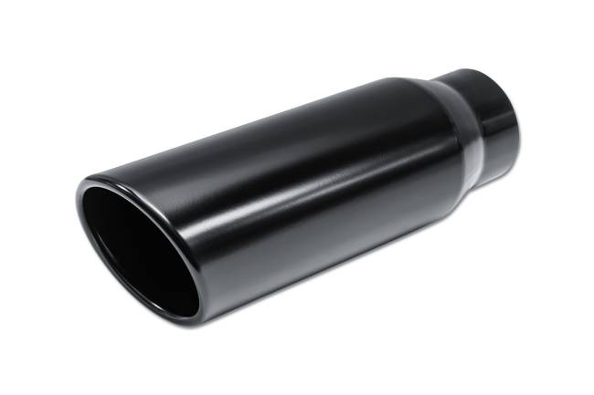 Street Style - Street Style - SS304012RACBLK Black Powder Coat Single Wall Exhaust Tip - 4.0" 15° Angle Cut Rolled Edge Outlet / 3.0" Inlet / 12.0" Length - Image 1