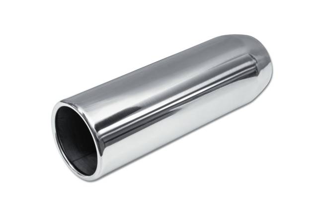 Street Style - Street Style - SS304012RPL Polished Stainless Single Wall Exhaust Tip - 4.0" Straight Cut Rolled Edge Outlet / 3.0" Inlet / 12.0" Length - Image 1