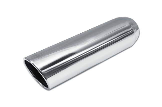Street Style - Street Style - SS304015RAC Polished Stainless Single Wall Exhaust Tip - 4.0" 15° Angle Cut Rolled Edge Outlet / 3.0" Inlet / 15.0" Length - Image 1